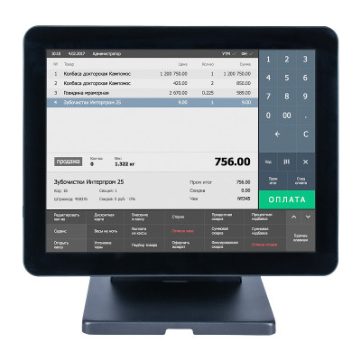 Сенсорный моноблок POSCenter Atlas (15", PCAP, J4125, RAM 4Gb, SSD M2 128Gb, без MSR) без ОС